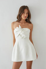 Alix Strapless Twist Front Bubble Mini Dress