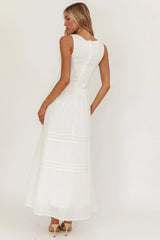 Smith Shirred Bodice Midi Dress White